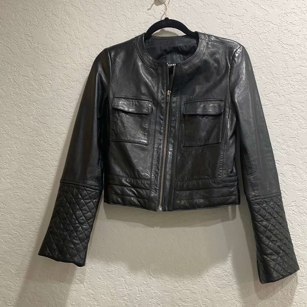 Cropped Leather Jacket By Trouve From Nordstrom.  Moto Jacket